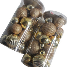 Holiday Time Mini Christmas Ornaments 40 Gold Shatterproof Bulbs Glitter