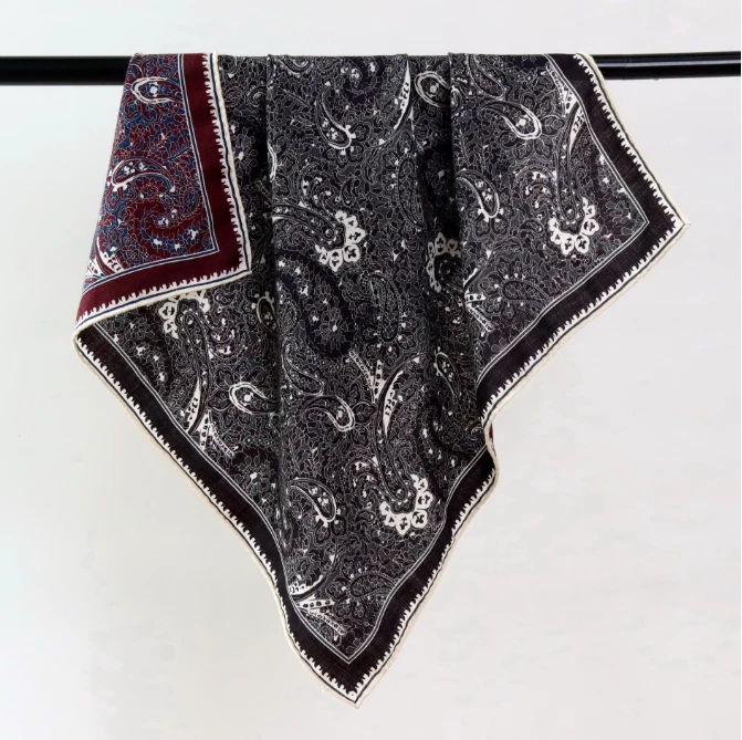 70% Cashmere 30% Silk Scarf Neckerchief cashew Print Bandana 26'' Shawl Wrap new
