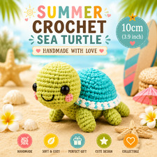 Summer Crochet Sea Turtle Amigurumi 10cm   Cute Handmade Beach Plush Toy Ocean D