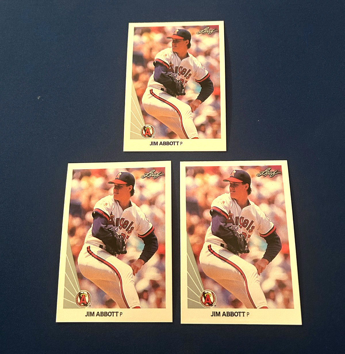 1990 Leaf Baseball Jim Abbott 3 Card Lot #31 Set Break NM