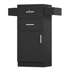 Styling Station Barber Salon Cabinet with Appliance Holder Lockable Drawer