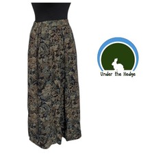 Vtg Multi Floral Pleated High Waist Midi A-Line Skirt 27W E2 Grunge Whimsigoth