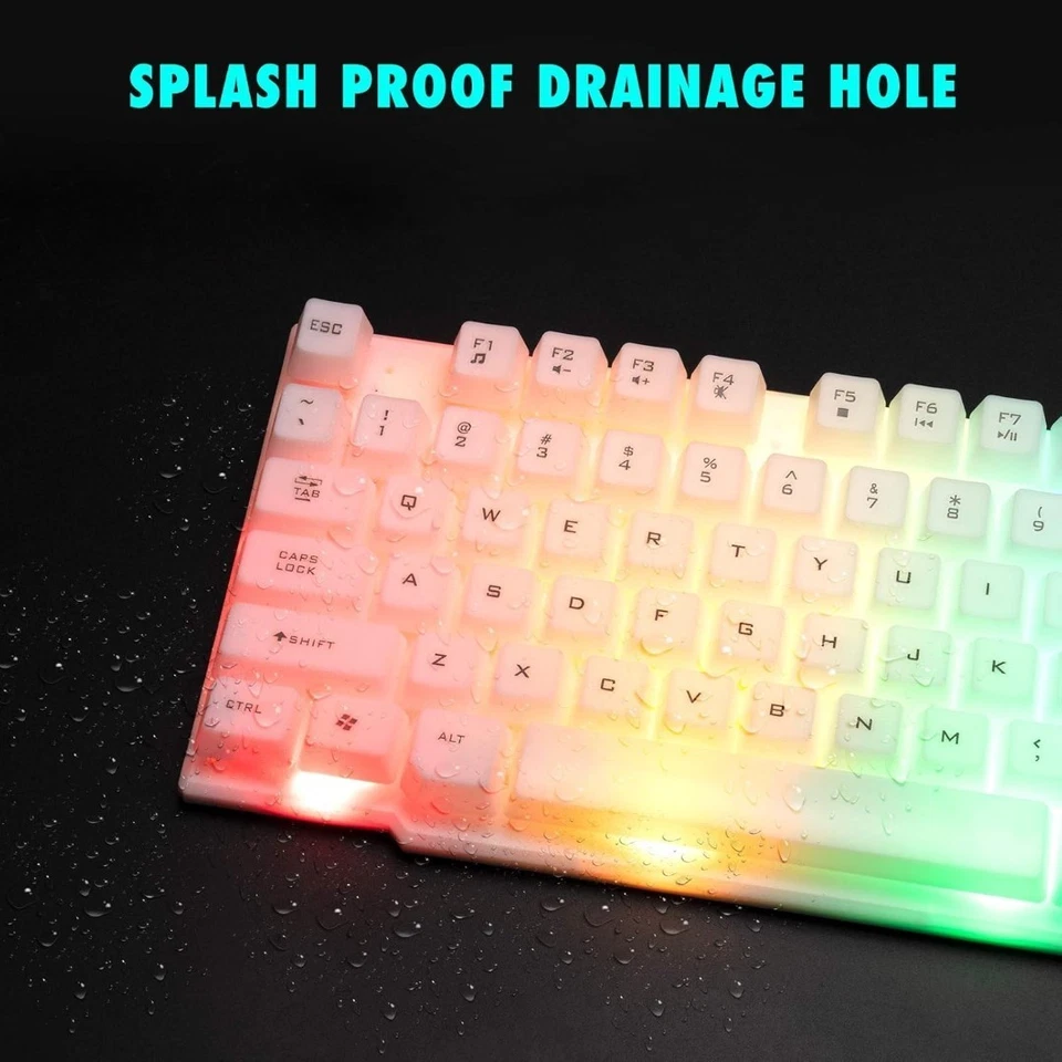 Teclado Ratón Gaming RGB Blanco USB Retroiluminado LED PS4 Xbox PC - Image 4 of 4