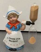Vintage Souvenir Of Blackpool Sand Timer Dutch Girl China Ceramic Figure Novelty