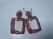 Stunning Pink Jewelled Diamonte Statement Earrings Soru Style Uk New Fashion