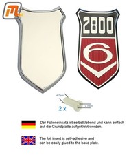 FORD Capri Granada Taunus Emblem 2800 V6 Kotflügel verchromt rot gesteckt