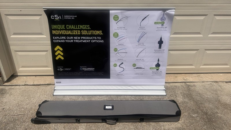 SilverStep 60 In.w X 69 In. Up To 92 In. H- Roll Up Banner Stand W Custom Bag