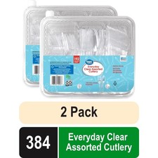 2 pack Plastic Everyday Clear Assorted Cutlery, 192 Count