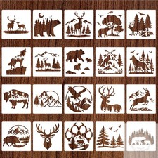 20 Pcs Forest Animal Stencils Scorch Paint Wood Burning Stencils for Crafts Reus
