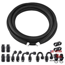 PTFE Fuel Line Kit, AN6 E85 Nylon Braided Fuel Hose kit 20FT Black 6AN
