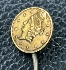 1853 California Fractional Gold Liberty Half Dollar BG-428 Stick Pin