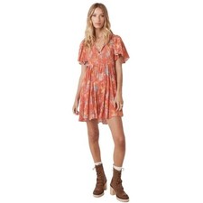 Spell and the Gypsy Meadowland Flutter Sleeve Mini Dress Poppy
