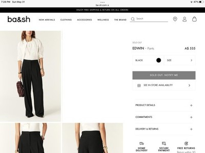 NWT Ba&sh Edwin Pants Size 4 Bash Wide leg Black Quiet Luxury