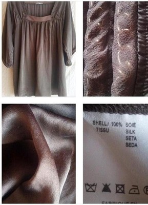 Women Cacharel shirt brown silk 38/M/46