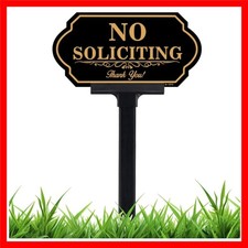 No Soliciting Sign for House with Stake - 50-mil Thick Aluminum - 5x10 Inch/3...