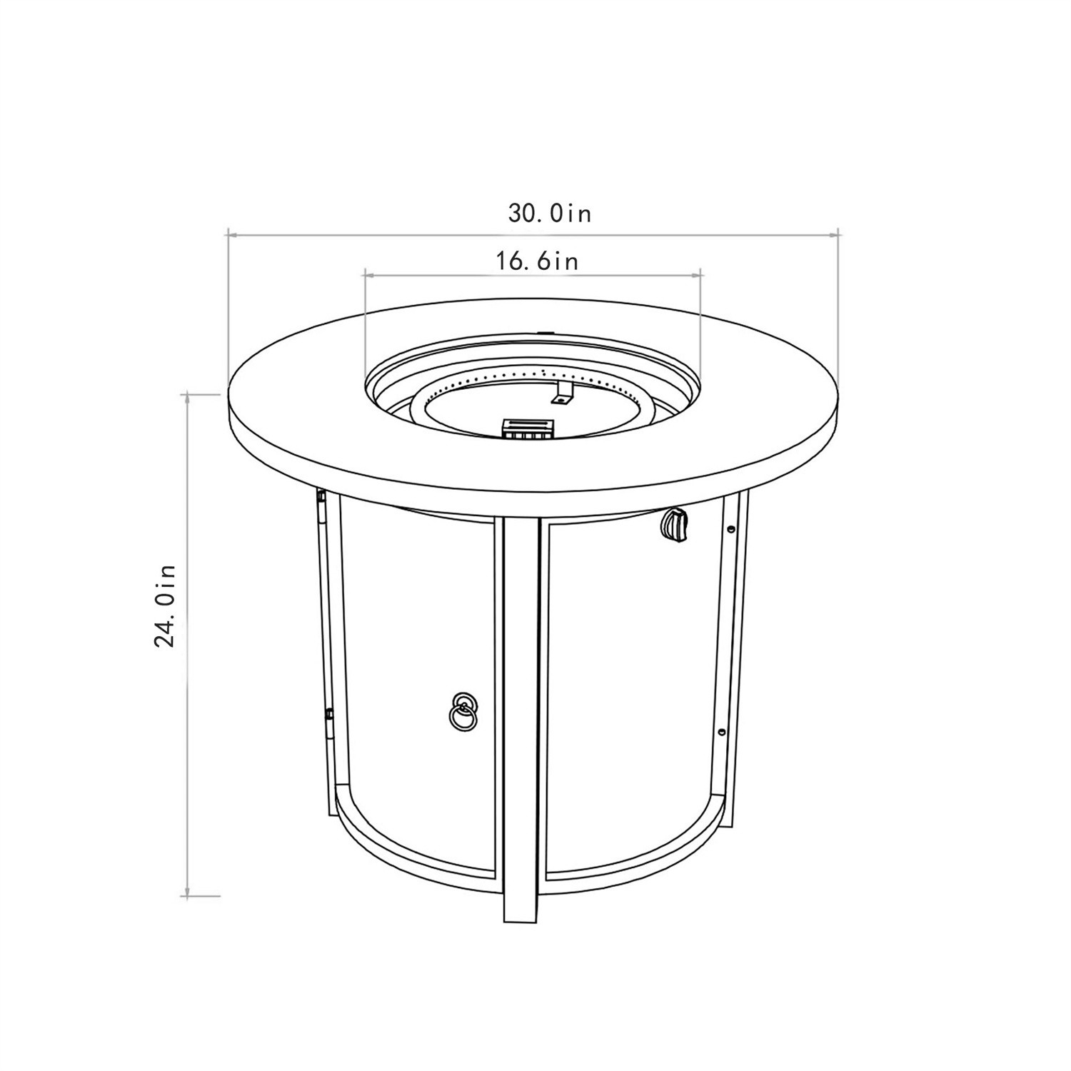 30"/32" Propane Fire Pits Black 50000 BTU Round Steel Outside Patio Deck Garden