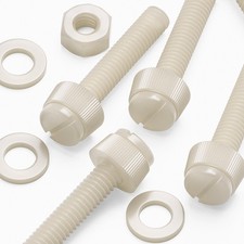 50x Natural Nylon Slotted Knurled Thumbscrews M6 x 30 mm, Nuts  Washers