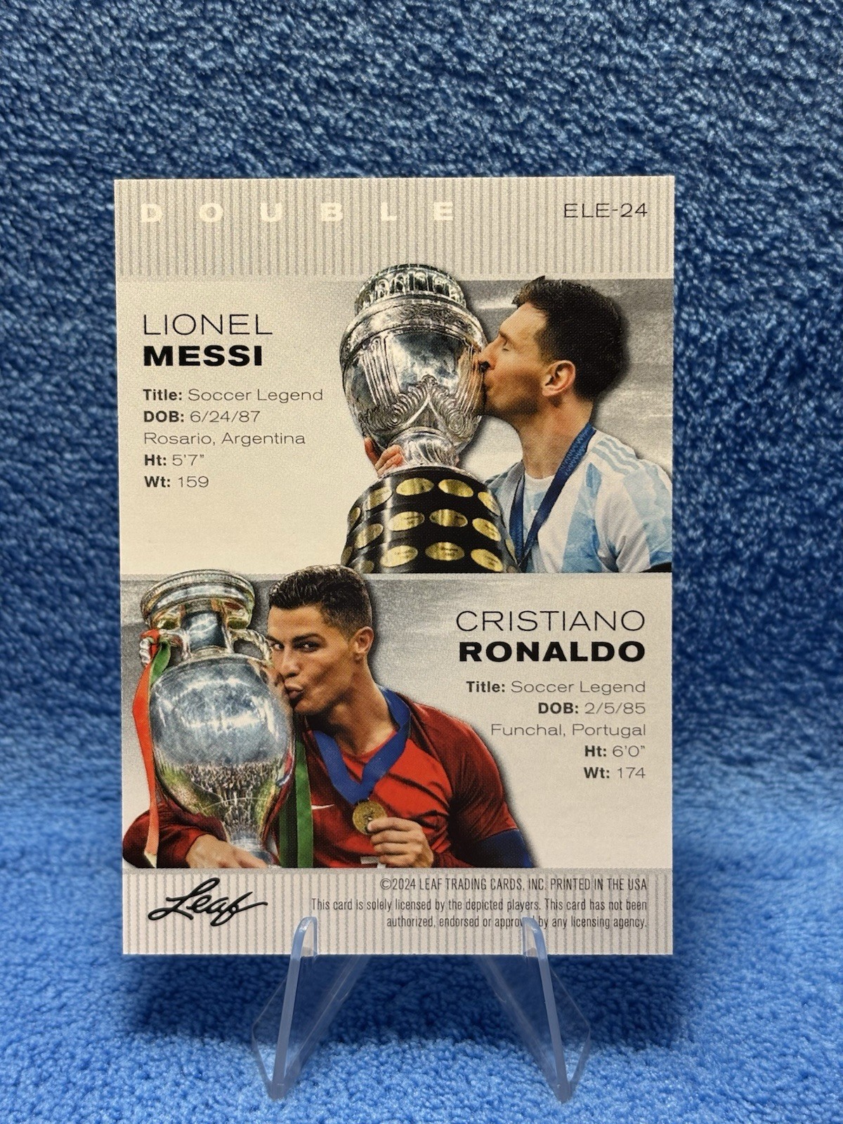 RONALDO / MESSI * DOUBLE EDITION 2024 "SPECIAL RELEASE" #ELE-24 SOCCER CARD view 2