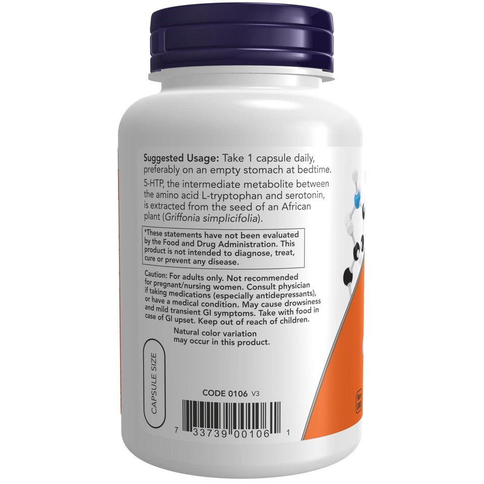 Now Supplements, 5-HTP (5-hydroxytryptophan) 100 120 Count (Pack of 1 ...