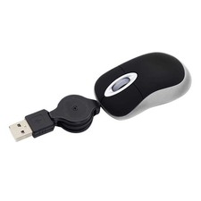 Mini Travel Optical Mouse Protable USB Wired Mouse with Retractable USB Cord