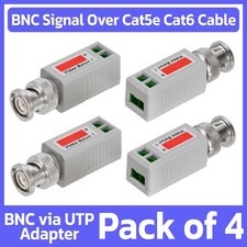 4 Pack BNC Male Balun Connector Adapter Cat6 CAT5 CCTV Surveillance Video Camera