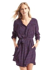 Gap Henley Shirt Mini Dress Geometric Print Size Small Long Sleeve V Neck New