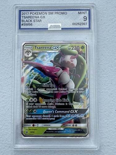 2017 Pokemon SM Promo Tsareena GX SM56 Black Star AGS Mint 9 Holo Slab