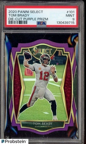 2020 Panini Select #101 Tom Brady Die cut Purple Prizm PSA 9 low pop