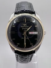 Vintage 70’s Witnnauer Geneve Automatic Day Date Fluted 10K Solid Gold Bezel Cap