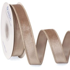 Camel Velvet Wired Ribbon 1 Inch Velvet with Satin Christmas Ribbon for Gift ...