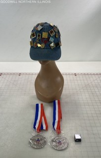 2 President's Volunteer Service Award Silver Medals & Special Olympics Hat