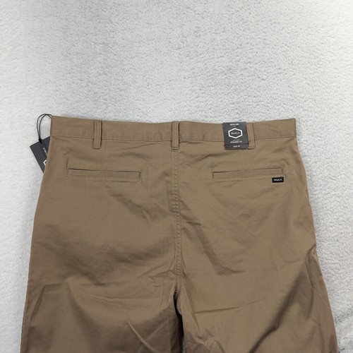 RVCA Week-end Stretch Jeans Mens 40 (40.5x33) Tan Cotton Straight Leg NWT - Afbeelding 12 van 13