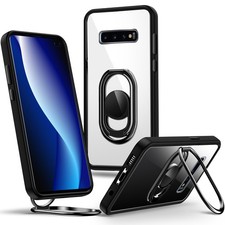 Samsung S10 Plus Shockproof Clear Case w/ Stand  Double Ring Holder