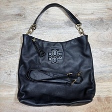 Tory Burch Thea Hobo Bag, Black Leather w/ Detach Shoulder Strap