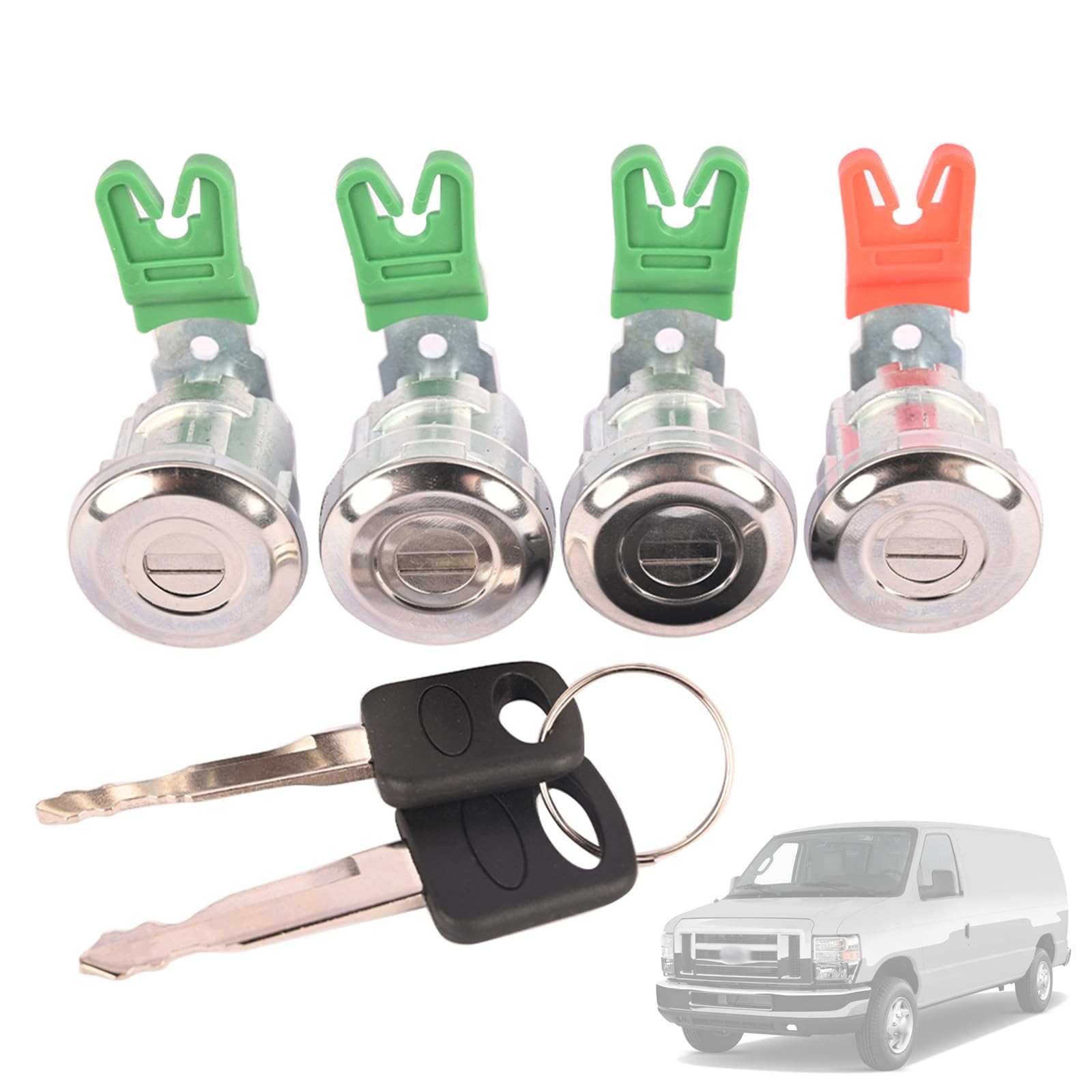 Door Locks Cylinder Lock Set Compatible with Ford Econoline Van/E-150/E-250/ ...