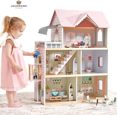 Riesiges Puppenhaus aus Bohnenholz, 2,6 Fuß hoch mit Aufzug, Türklingel,...
