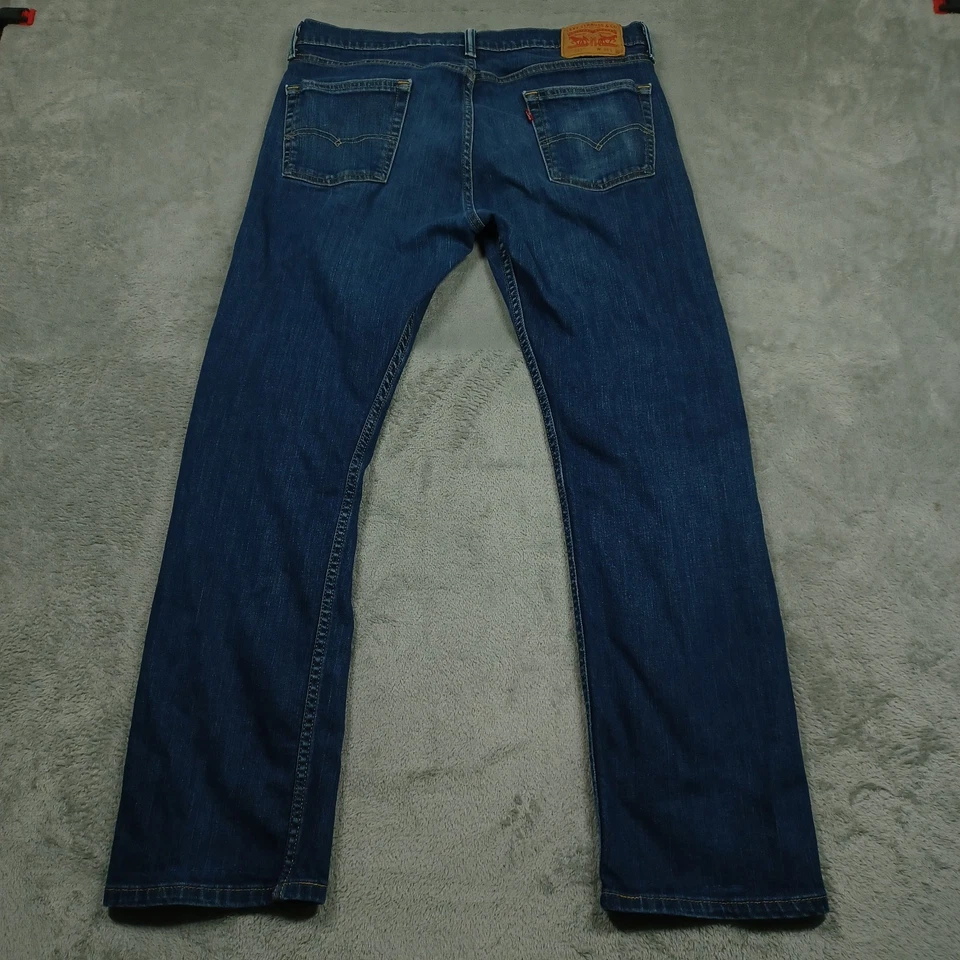 Pantalones de mezclilla Levis 513 para hombre 34x30 azul ajustados rectos desgastados informales Foto 4 de 4