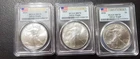 Lot of 3, PCGS MS 70 1 oz Fine Silver First Strike Silver Eagles