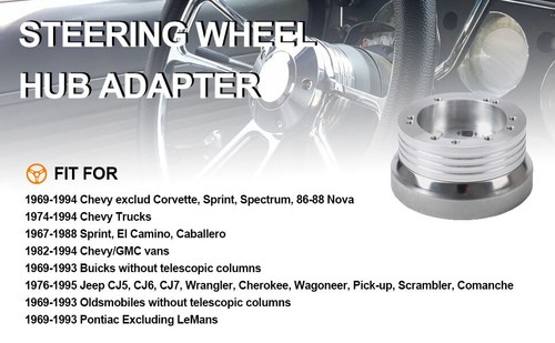 Adaptador de buje pulido para volante de 5 y 6 orificios se adapta a Flaming River Ididit Chevy GM - Imagen 9 de 12
