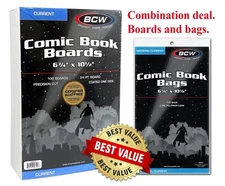 500 BCW Current / Modern Comic Book Bags Sleeves + Back Boards Acid Free Storage