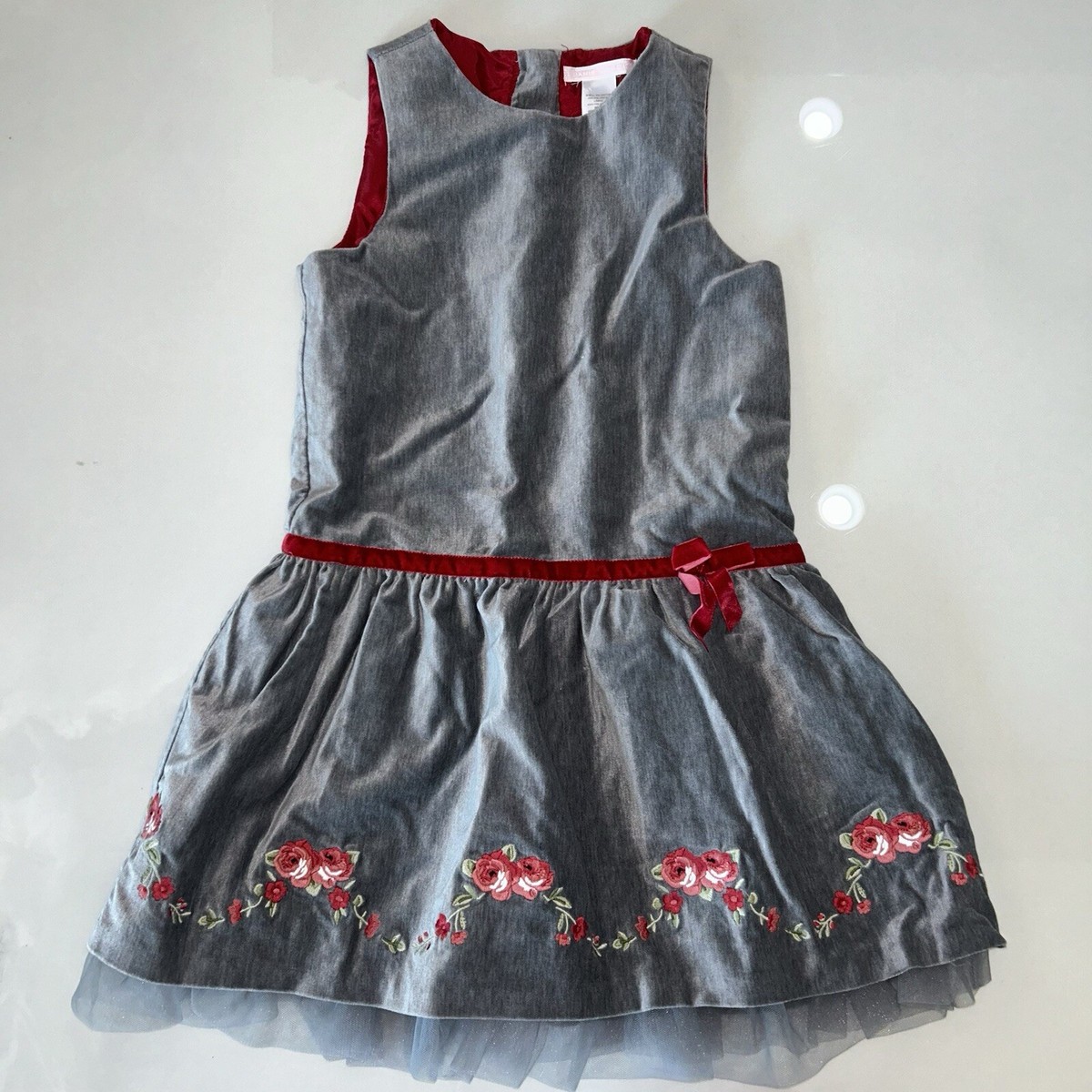 Janie & Jack Grey Holiday Christmas Dress Girls Size 5
