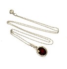 New 14k white gold .16ct diamond Natural Garnet Halo pendant necklace 2g 16" — photo 5