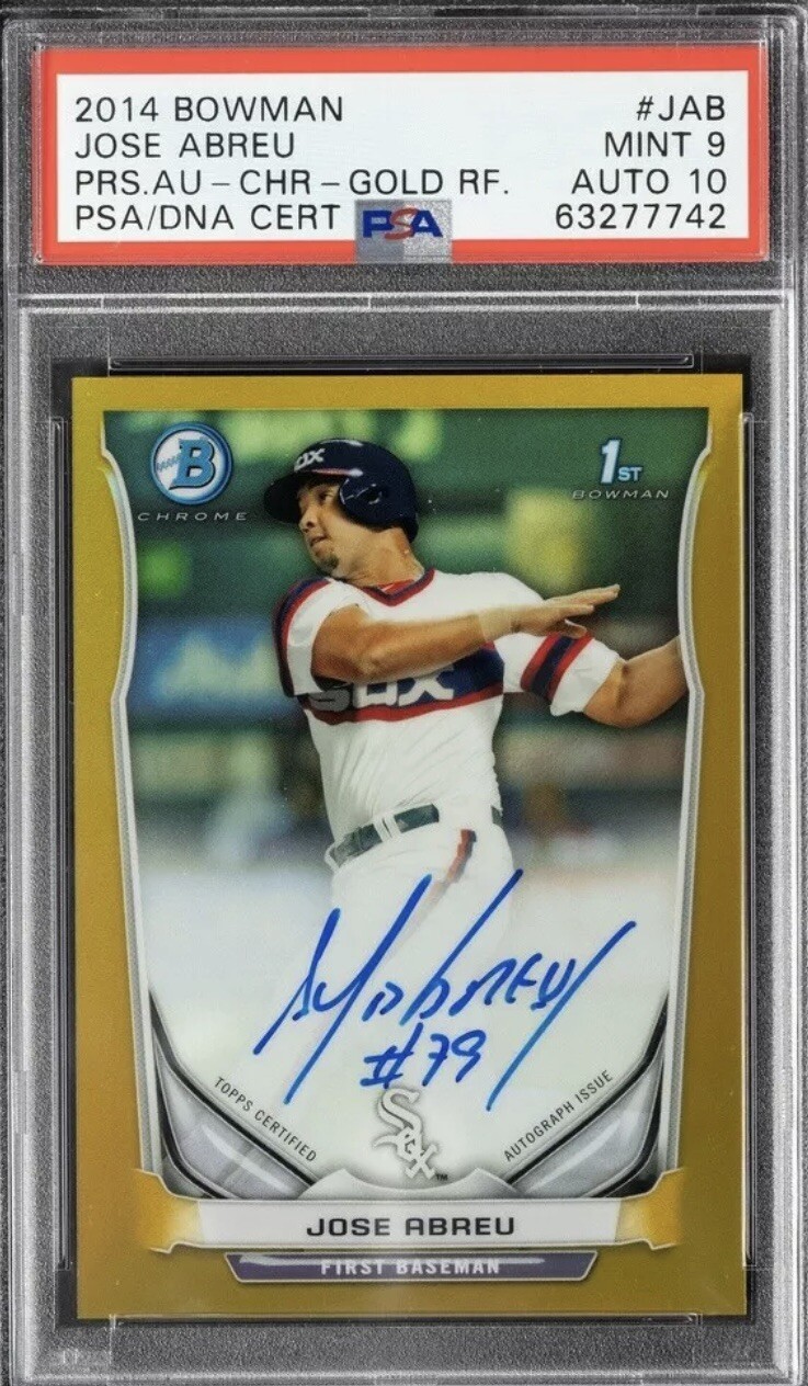 2014 Bowman Chrome RC Jose Abreu Prospect Auto Gold Ref PSA 9 MINT Auto 10 1/50