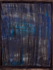 Bicchiere Monique.  Supporti misti/carta. Composizione astratta in toni scuri.