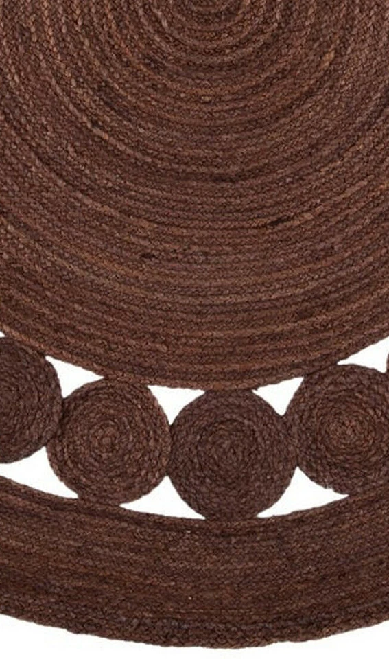 Round Rug Brown Dye Hand Braided 100% Natural Jute Farmhouse Area Rug Carpet Mat - image 2 of 4