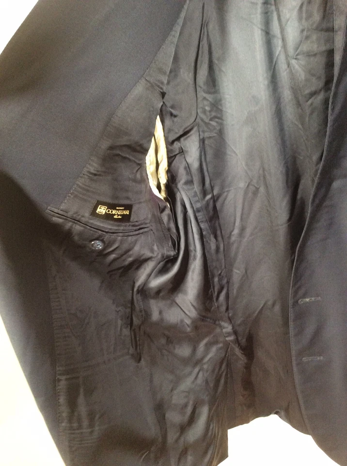 Corneliani BLAZER Mens 42L 2 BUTTON Super Fine Wool NAVY BLUE Lined - Image 3 of 4