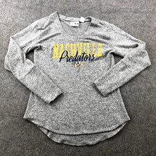 Nashville Predators Shirt Womens Large Gray Spell Out Long Sleeve Crewneck