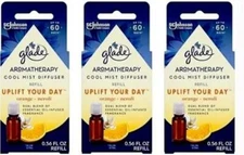 3 NEW GLADE AROMATHERAPY COOL MIST DIFUSER OIL PURE HAPPINESS ORANGE & NEROLOI