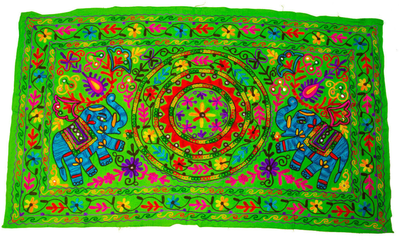 Indian Wall Hanging Tapestry Hippie Bohemian Tapestries Suzani Home Decor Green