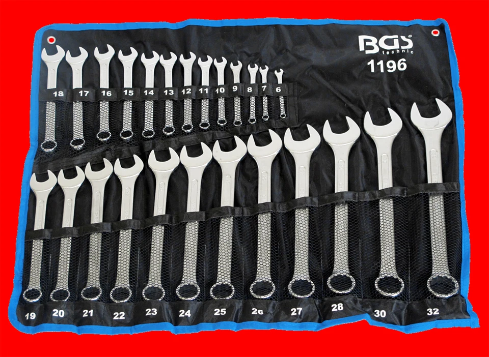 25-tlg XXL TOP Ringmaul Gabelringschlüssel Satz Maul Ring Schlüssel 6 - 32mm BGS